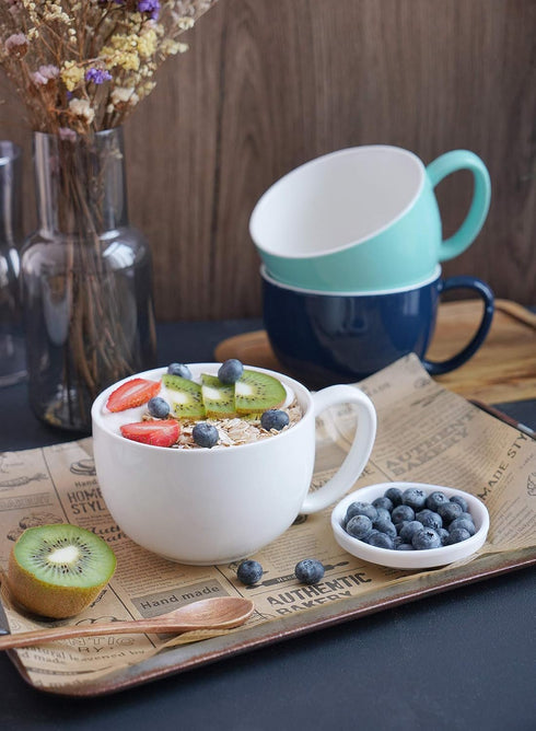 22oz Set 4, Sweese Porcelain Large Coffee Mugs of Large Soup Mug with Handles Perfect for Coffee, Tea, Hot Chocolate