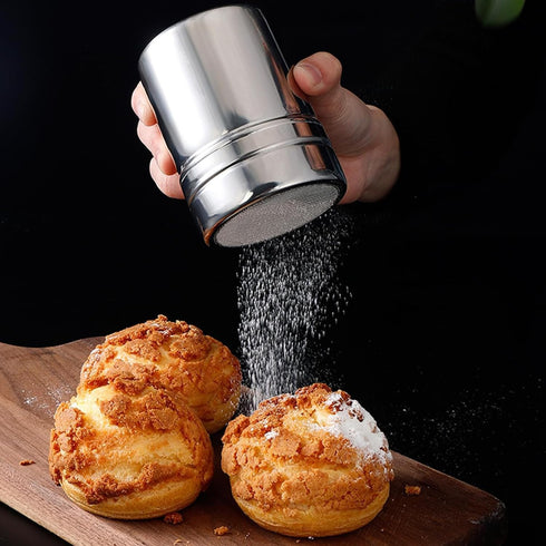 ZUIHUI ect(1 Pack) Powder Sugar Shaker Duster with Lid, Fine Mesh Shaker Powder Cans for baking soda Cocoa Cornstarch