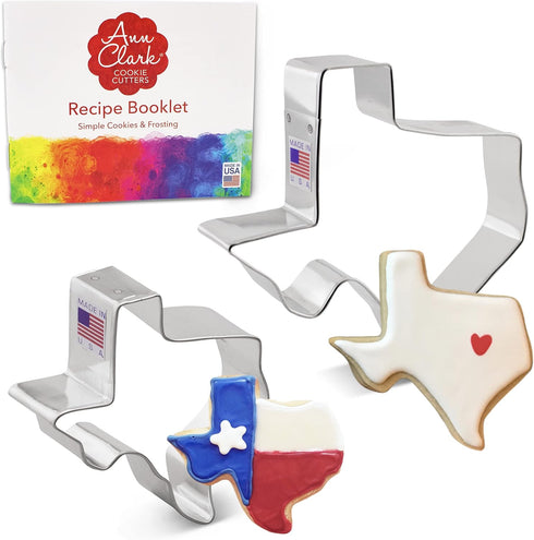 State of Texas Cookie Cutters Set - 2-Pc. Made in the USA by Ann Clark, Large and Regular
