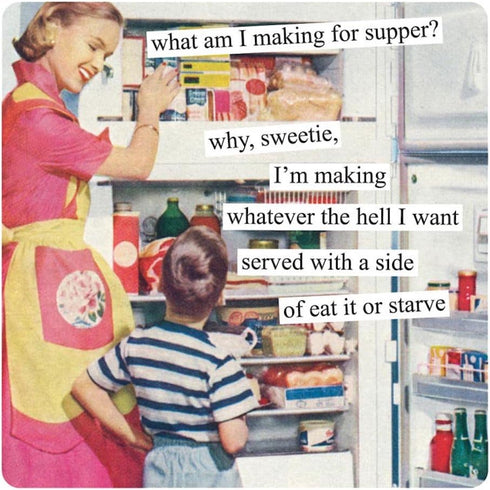 Anne Taintor Square Refrigerator Magnet - What Am I Making for Supper by Anne Taintor