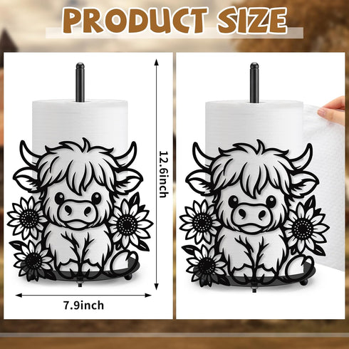 Countertop Honeydak Highland Cow Paper Towel Holder Cute Metal Black Kitchen Decor Accessories Large Trendy Tissue