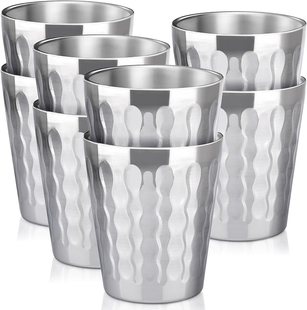 Beasea 10 oz Stainless Steel Cups - 8 Pack Small Bulk Insulated Tumblers for Home, Office, Party, and Camping