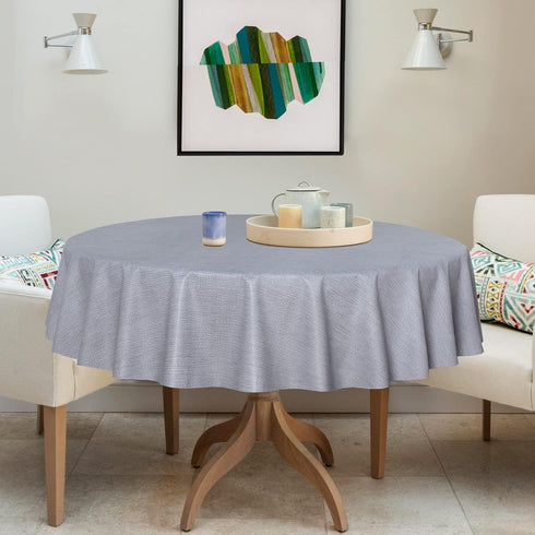 sancua 100% Waterproof Round PVC Tablecloth - 60 Inch Oil Proof Vinyl Table Cover for Dining Tables