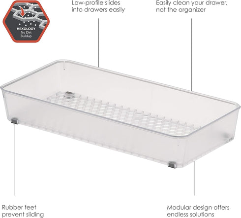 Spectrum Diversified Modern Kitchen Cutlery Organizer Tray, Hexa Drawer, 6 x 12, Clear Frost