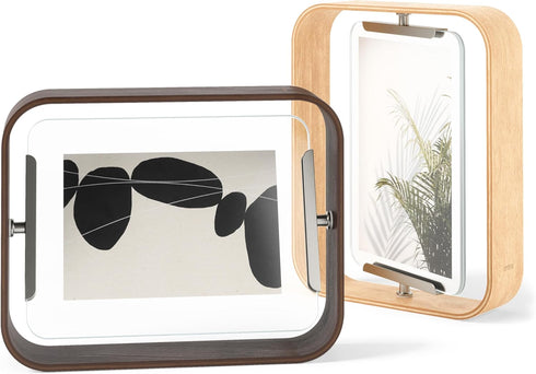 Umbra Bellwood Desk Frame, Rotating Floating Picture Frame, Horizontal or Vertical, 4x6in, Natural Finish