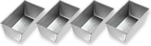 USA Pan Bakeware Set of 4 Mini Loaf Pans, Nonstick & Quick Release Coating, Made in the USA from Aluminized Steel
