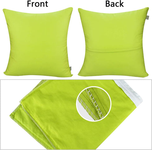 Thmyo 4-Pack 100% Cotton Comfortable Solid Decorative Throw Pillow Case, 18x18inch/45x45cm, Light Green