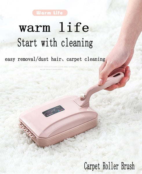 2Pcs Handheld Carpet Brush - Triple Brush Head Carpet Table Sweeper Pet Hair Cleaning Collector Brush (Blue+Pink)