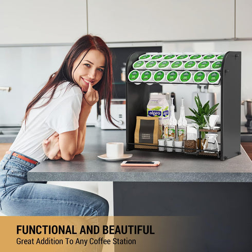 K Cup Coffee Pod Holder, Coffee Pod Organizer for Coffee Bar Accessories, Easy Assembly KCup Coffee Station for
