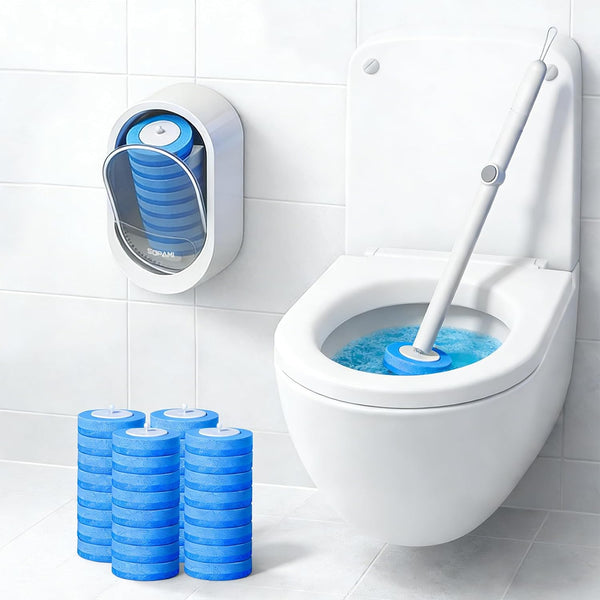 SOPAMI Disposable Toilet Cleaning System - Toilet Wand Kit with 32 High-Performance