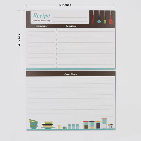 Home Advantage 50 Modern Kitchen Recipe Cards, 4x6 Double Sided