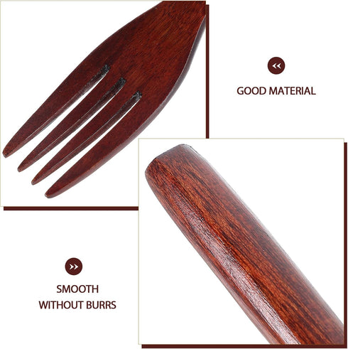 EXCEART 2 Pcs Wooden Forks: Japanese Wood Dinner Forks, Handmade Kitchen Utensil for Cooking, Stirring, Eating