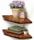 Demigo Corner Shelf Wall Mount, Set of 2 Solid Acacia Wood 11.8