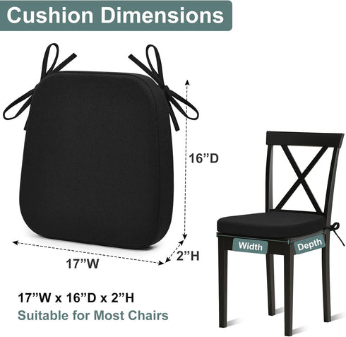 17" 16" 2", Shinnwa Dining Chair Pads, Patented Design Memory Foam Kitchen Chair Cushions with Ties and Washable Cover