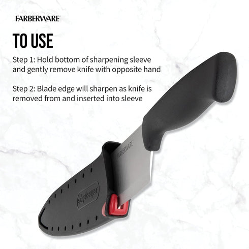 Farberware Edgekeeper 6-Inch Chef Knife, Self-Sharpening Blade Cover, Black