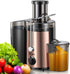 QCen Juicer Machine, 500W Centrifugal Juicer Extractor with 3” Wide Mouth Feed Chute, Stainless Steel, BPA-free (Rose
