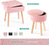 BRIAN & DANY Vanity Stool, Sherpa Vanity Stool Chair with Storage, Round Makeup Chair Soft Padded Seat with Legs