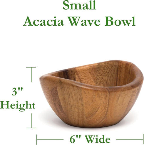 Lipper International Small Acacia Wave Serving Bowl, 6" Diameter x 3" Height, 20 fluid ounces