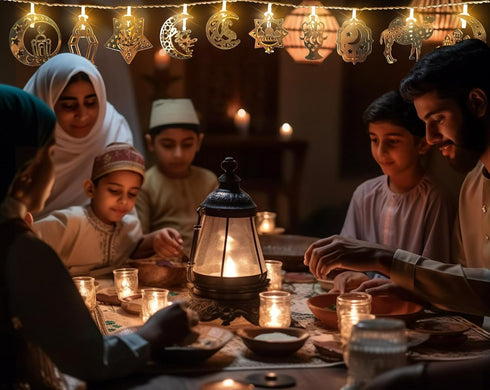 Hying 5.4Ft Ramadan String Lights Moon Star Lantern Lights for Window Wall Decorations, LED Eid Mubarak String Light