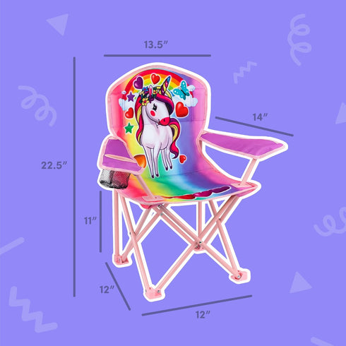 2 5 Toy To Enjoy Outdoor Unicorn Kids Camping Chair - Foldable Childrens Chair for Camping, Tailgates, Beach, Fishing