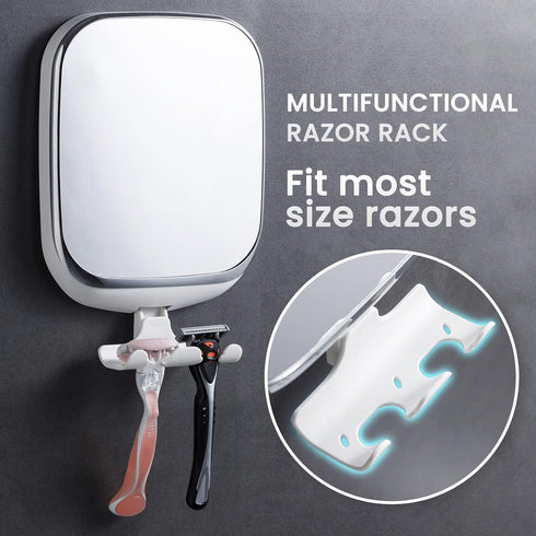 TAILI Shower Mirror Fogless for Shaving, Anti Fog Shaving Mirror with Razor Holder NO-Drilling,Removable,Shatterproof