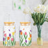 Whaline 2 Pack Spring Iced Coffee Cup, Colorful Tulip Flower Glasses with Lid, Straw, Cleaning Brush for Home Gifts