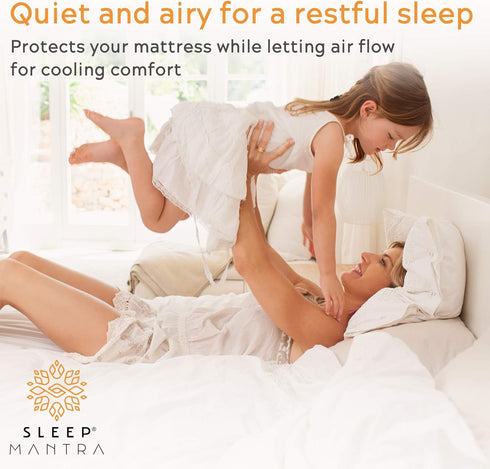 3D Sleep Mantra California King Adjustable Mattress Cover, White, Vinyl-Free Air Fabric, Waterproof, Machine Washable