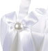 White Flower Girl Basket with Satin Bowknot & Pearl Design - 8 x 5.2 x 6 Inch, Ideal for Wedding Party Accessories