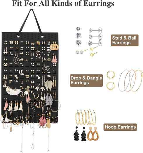 Hanging Earrings Organizer, Earring Holder with 20 Hooks, Holds Up to 300 Pairs, Compact Design for Women Girls