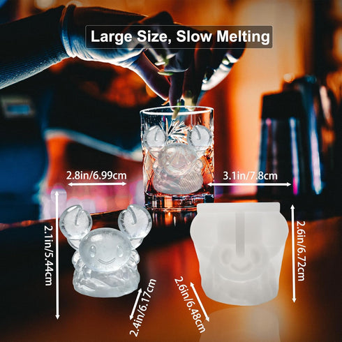 3D 2 Pack Crab Ice Cube Silicone Molds Tray for Whiskey, Cocktail, Drink, Bar; Rich Details. Fun Animal Mold for DIY
