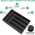 Ayiaren Kitchen Wood Utensil Tray Drawer Organizer, 14.6"x9.5" Black Bamboo Silverware Divider for Flatware and Cutlery