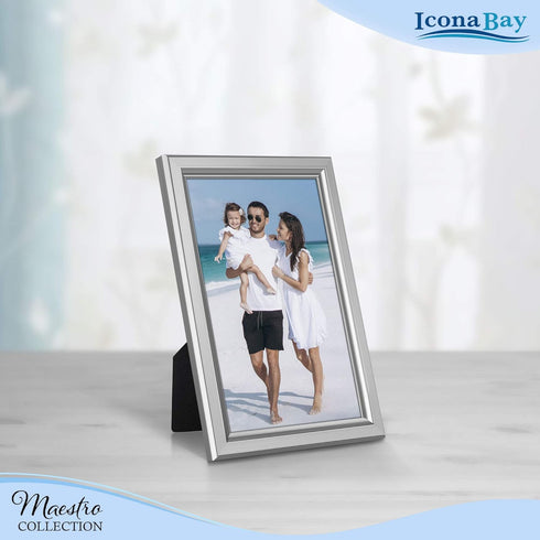 Icona Bay 4x6 Picture Frames Set (Silver, 12 Pack), Classy Contemporary Style from Maestro Collection