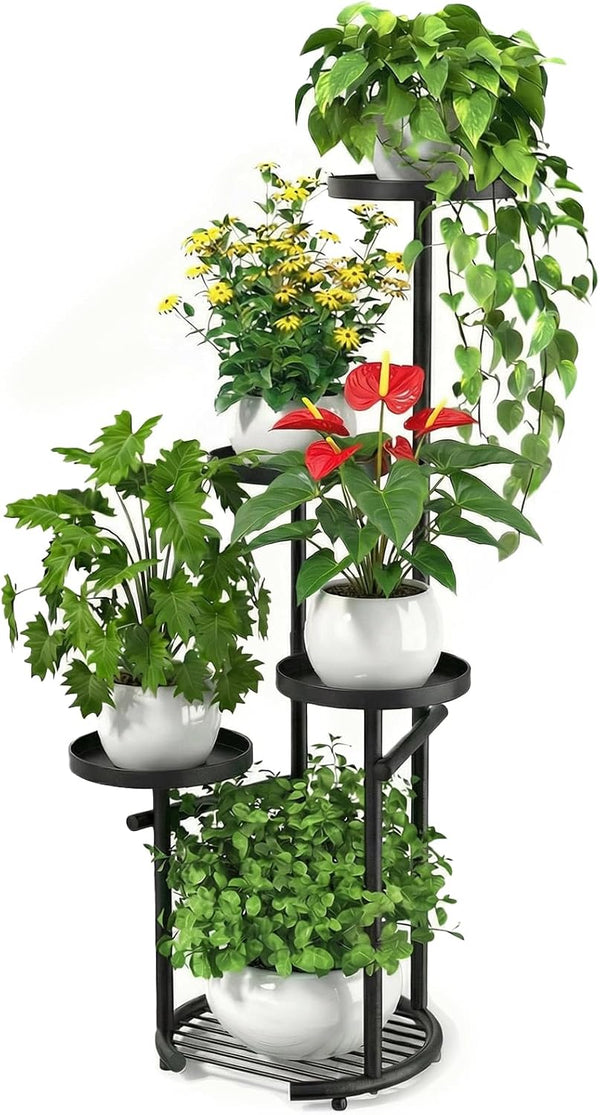 TOSKING 5-Tier Tall Plant Stand Indoor & Outdoor, Anti-Tip Round Base for