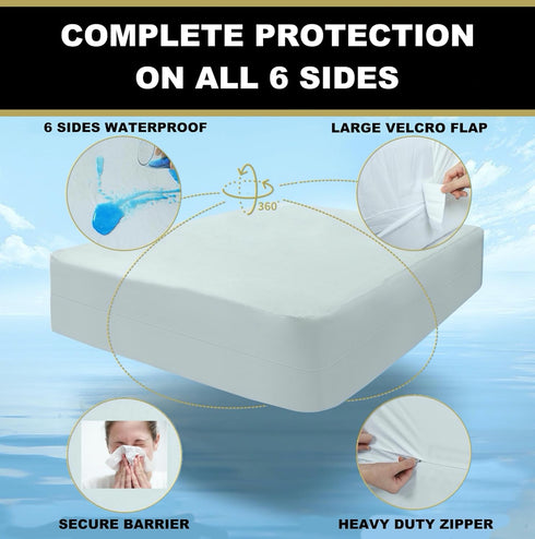 3-Piece 2 6-Sided MATTSHIELD Ultimate Sensitive Skin Kit Twin XL Size Bed Bug Mattress Protector + Zippered Pillow