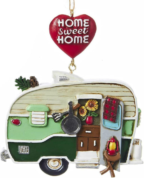 Resin Painted Camper Hanging Ornament - Set of 2 - "Home Sweet Home" & "Happy Camper"