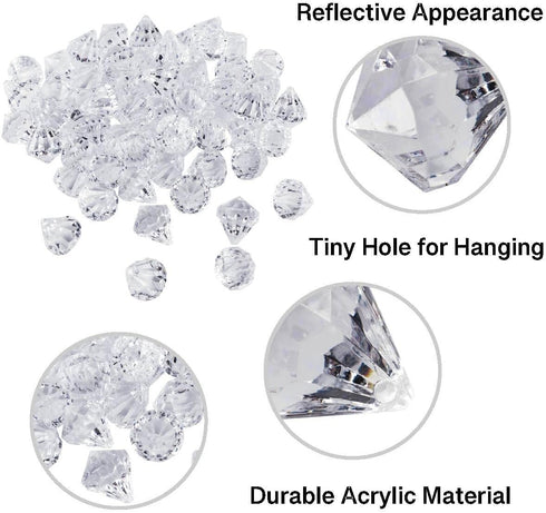 Super Z Outlet Acrylic Clear Ice Rock Diamond Crystals, 60 Pieces for Table Scatters, Vase Fillers, and Decorations
