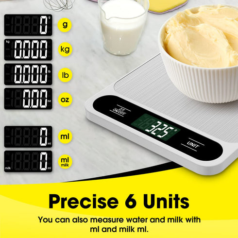 Food Scale White, 22lb/10kg Digital Kitchen Scale for Baking, Cooking, Weight Loss