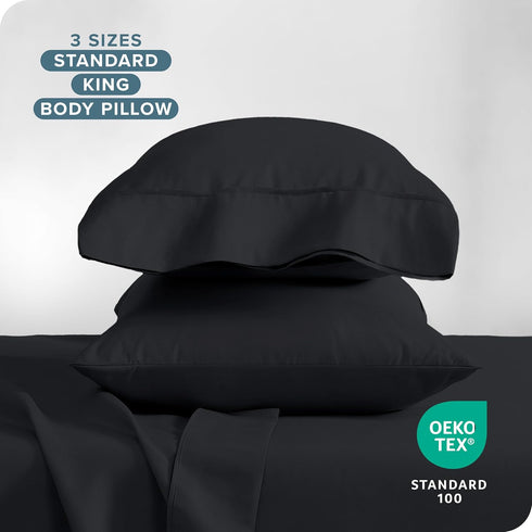 Bare Home Premium 1800 Microfiber Pillowcase Set - Ultra-Soft, Double Brushed, Hypoallergenic - Set of 2, Black