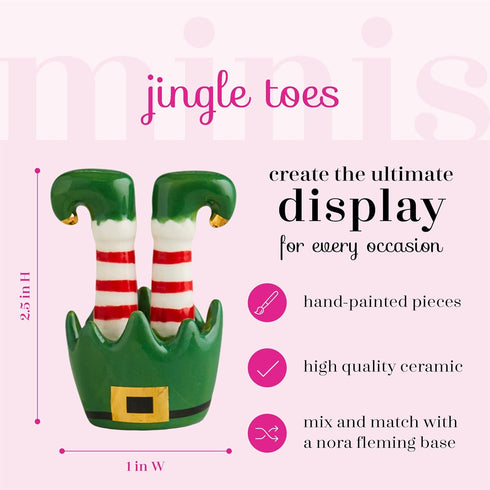nora fleming Hand-Painted Jingle Toes (Elf Feet) Ceramic Christmas Decor, Winter Minis