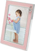 4x6 MIMOSA MOMENTS Silver Plated Baby Picture Frame, Pink Enamel & Rhinestone Heart Charm, Tabletop Frame for Baby Girl