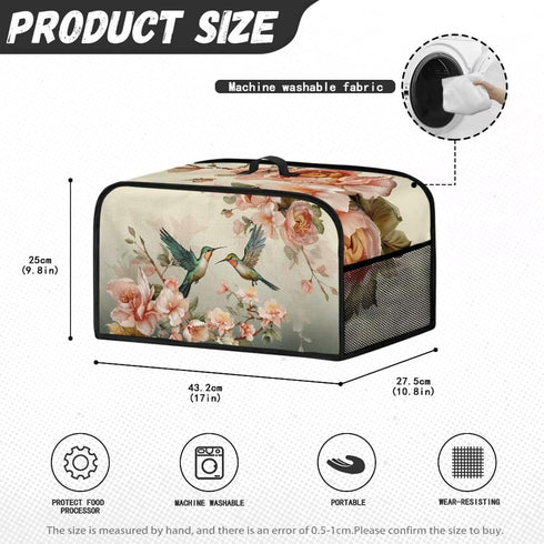 Hummingbird Slow Cooker Cover, Flower Dust Covers for Kitchen Appliances, Insulated Cooker Appliance Cover