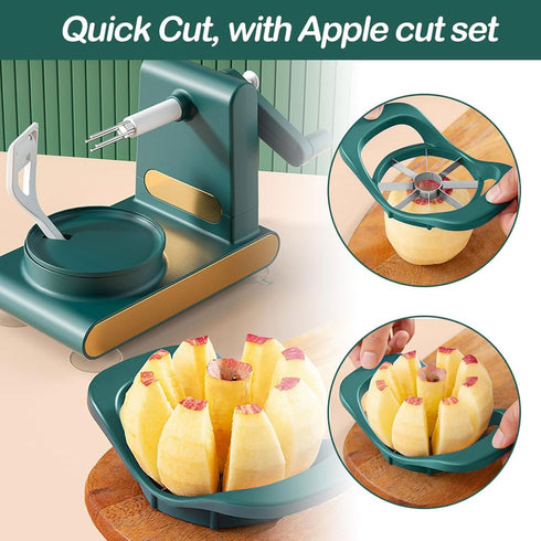 Fruit Peelers for Kitchen, Multi Fruit Peeler Machine with Divider for Apples, Potatoes, and Pears (Light Green)