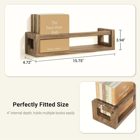TidyCorner Upgraded Thick Floating Shelves, Solid Wood Bookshelf for Wall, Floating Book Shelves Use as Wall Shelves