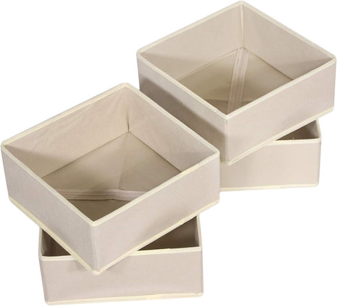 DIOMMELL 9 Pack Foldable Cloth Storage Box - Closet Organizer Fabric Baskets for Clothes, Underwear, Beige