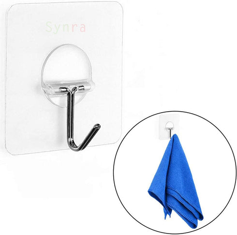 Wall Hooks, Transparent Adhesive Hangers, Rotatable Stainless Steel Hooks, Easy Installation & Reusable (Self Adhesive,