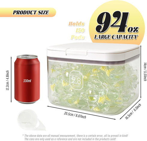 Laundry Pod Holder with Lid - Sealed Automatic Pop-Up Container Holds 115 Laundry Pods for Organization