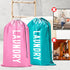 Fiodrimy 2 Pack XL Travel Laundry Bag, Machine Washable Dirty Clothes Organizer (Pink+Blue, 24" x 36")