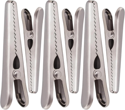 KINTEGOOD 6-Piece Heavy Duty Stainless Steel Food Clips Set, Alligator Style Bag Sealing