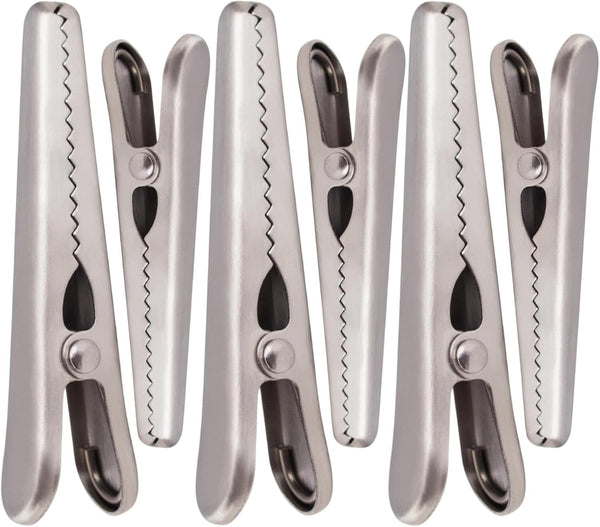KINTEGOOD 6-Piece Heavy Duty Stainless Steel Food Clips Set, Alligator Style Bag Sealing