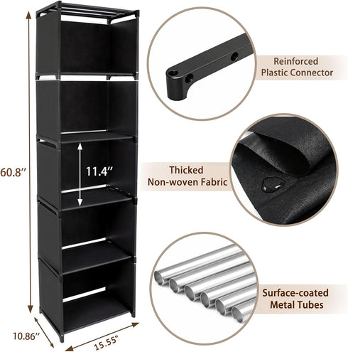 Gmrithaf 6 5-Cube 6 5 Tier Book Shelf, Storage Shelves, Tool-Free Assembly Kids Bookshelf, Bookcase Cube Storage